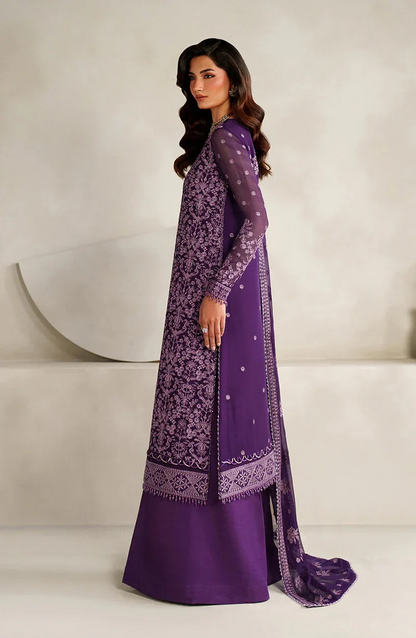 Zarif Muse Thread Embroidered Chiffon Unstitched 3Pc Suit ZE - Sorella