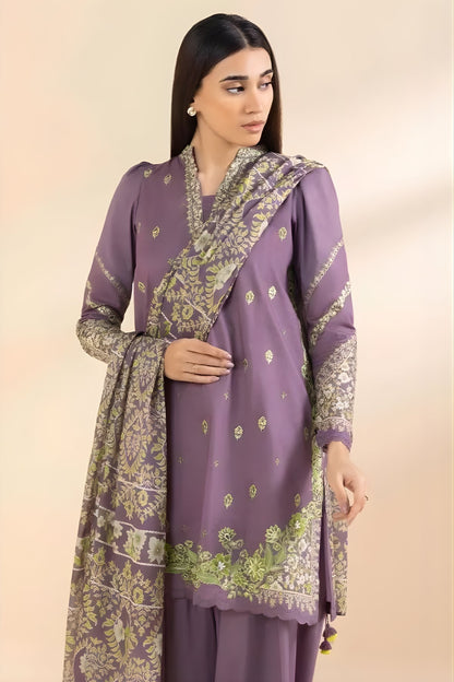 Sapphire - 3PC Lawn Embroidered Shirt with Printed Chiffon Dupatta (Unstitched)