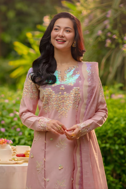 Rang Rasiya - 3PC Unstitched Lawn Embroidered Shirt with Cotton Net Dupatta and Trouser