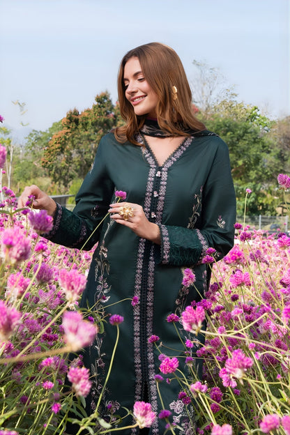 Garnet - 3PC Unstitched Lawn Embroidered Shirt with Digital Printed Dupatta and Trouser