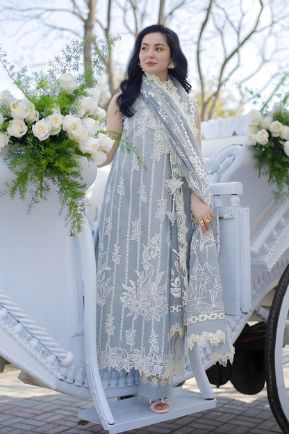 Rang Rasiya - 3PC Unstitched Lawn Embroidered Shirt with Digital Printed Dupatta and Trouser
