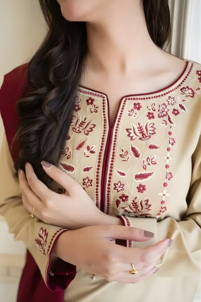 Aisling - 3PC Unstitched Dhanak Embroidered Shirt with Dhanak Embroidered Dupatta and Trouser