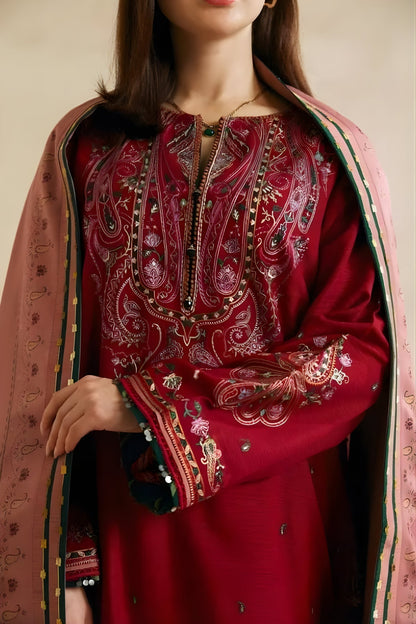 Zara Shah Jahan - 3PC Unstitched Dhanak Embroidered Shirt with Digital printed Dupatta and Trouser