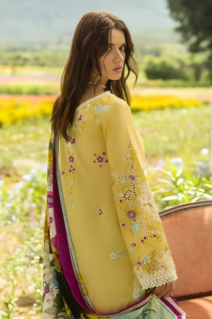 Mushq - 3PC Lawn Embroidered Shirt with Printed Silk Dupatta (Unstitched)