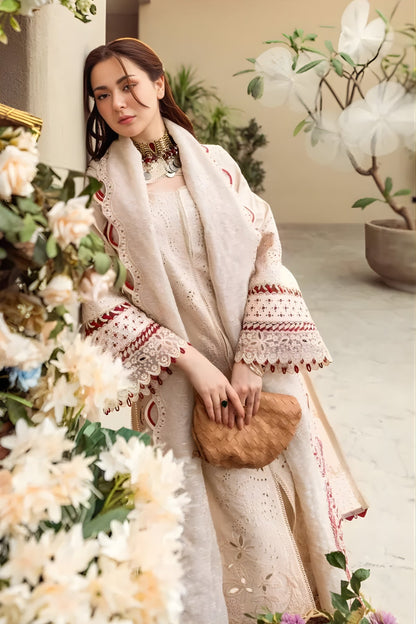 3PC Lawn Embroidered Shirt with Embroidered Slub Net Dupatta (Unstitched)