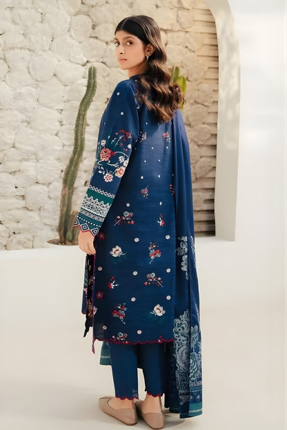 Beechtree - 3PC Unstitched Dhanak Embroidered Shirt with Digital Printed Dupatta and Trouser