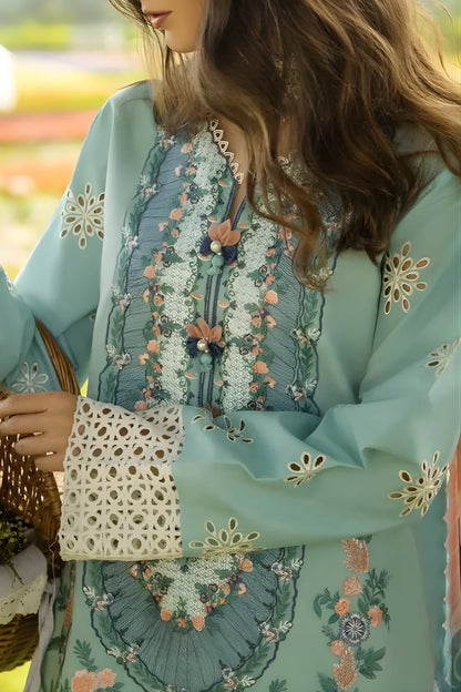Mushq - 3PC Lawn Embroidered Shirt with Printed Silk Dupatta (Unstitched)