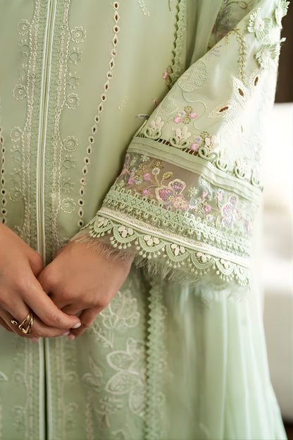 Qalamkar - 3PC Unstitched Lawn Embroidered Shirt with Embroidered Chiffon Dupatta and Trouser