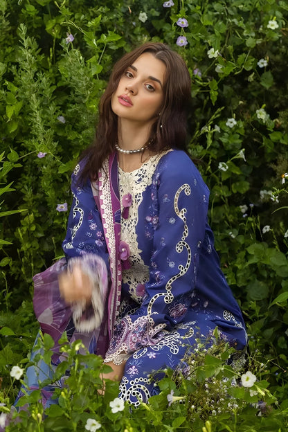 Mushq - 3PC Lawn Embroidered Shirt with Printed Silk Dupatta (Unstitched)