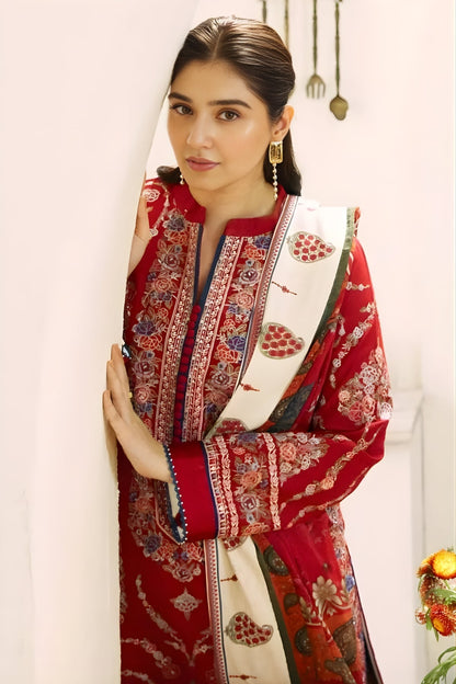 Zara Shah Jahan - 3PC Unstitched Lawn Embroidered Shirt with Digital Printed Silk Dupatta and Embroidered Trousers