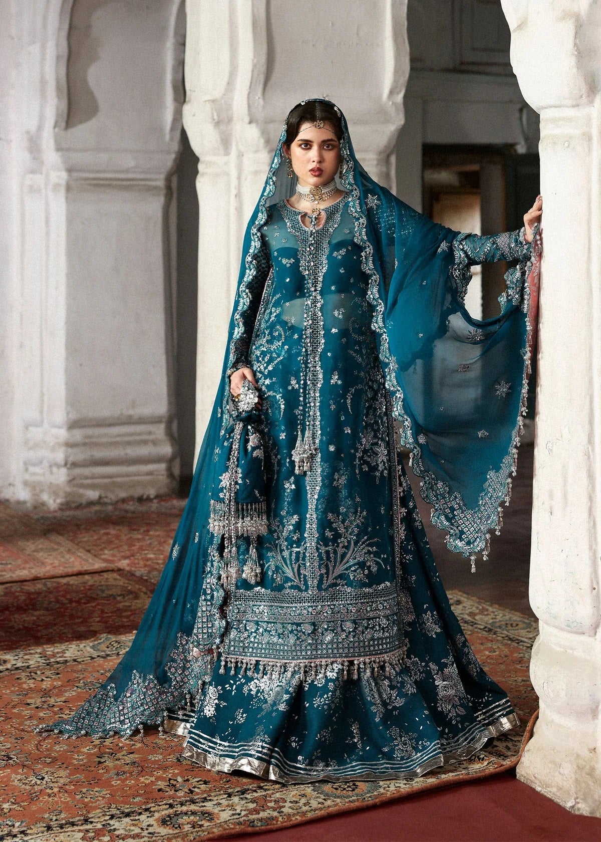 Hussain Rehar Luxury Organza Embroidered Unstitched 3PC Suit - Zebunisa