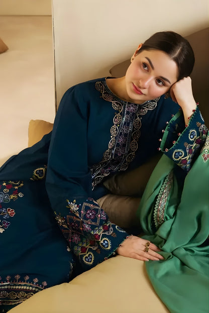 Zara Shah Jahan - 3PC Unstitched Dhanak Embroidered Shirt with Dhanak Embroidered Dupatta and Trouser