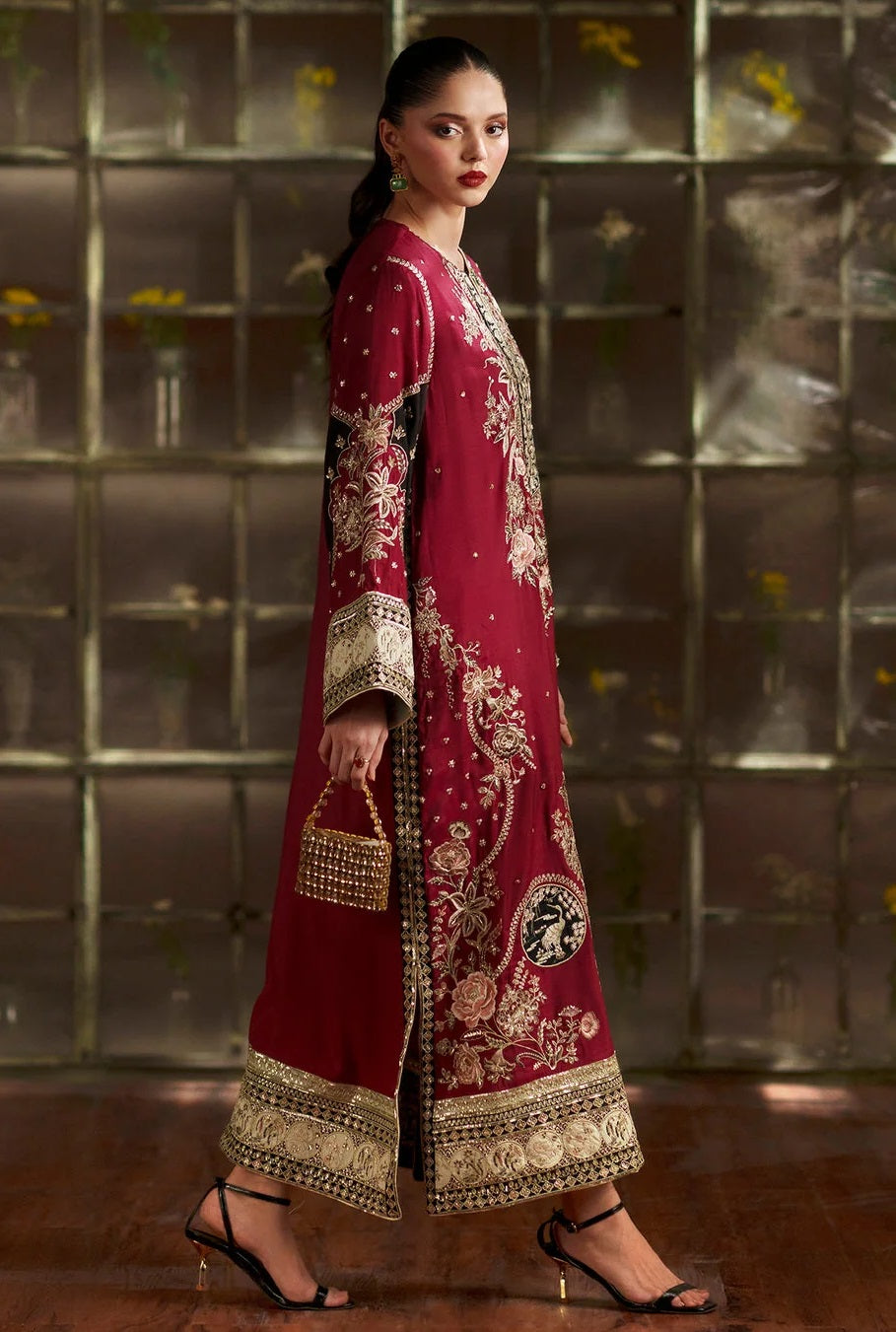 ETHNC Kaftan Luxury Raw Silk Embroidered 3Pc Unstitched Suit