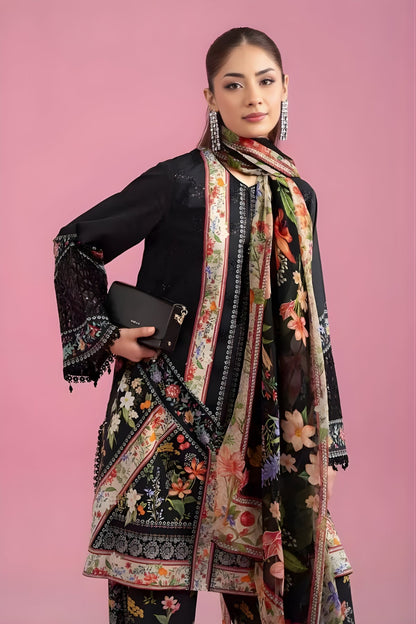 Maria B - 3PC All Over Printed Banadora Lawn Shirt with Printed Voil Dupatta (Unstitched)