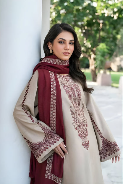 Baroque - 3PC Lawn Embroidered Shirt with Embroidered Chiffon Dupatta (Unstitched)