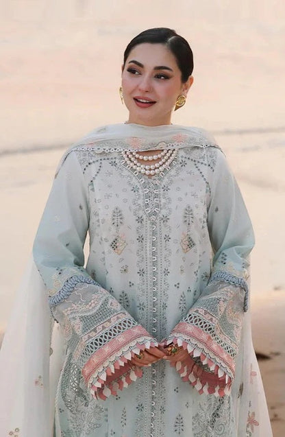 Qalamkar Sahil Luxury Lawn Embroidered Unstitched 3PC Suit AYRA - K