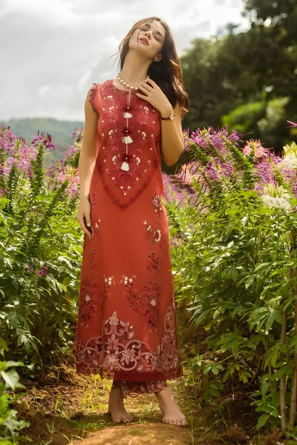 Mushq - 3PC Lawn Embroidered Shirt with Printed Silk Dupatta (Unstitched)