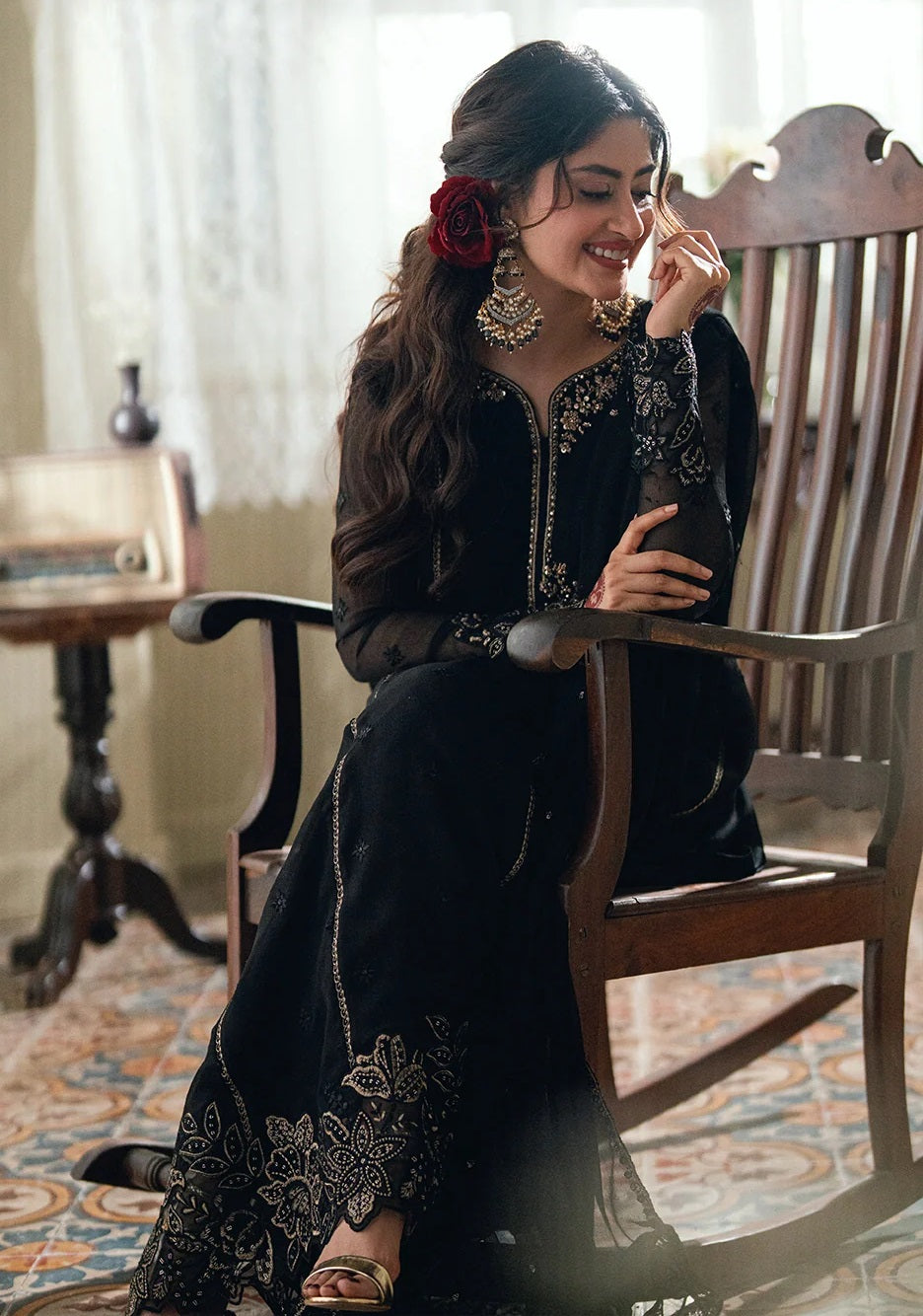 Azure Nightingale Luxury Chiffon Embroidered 3Pc Unstitched Suit