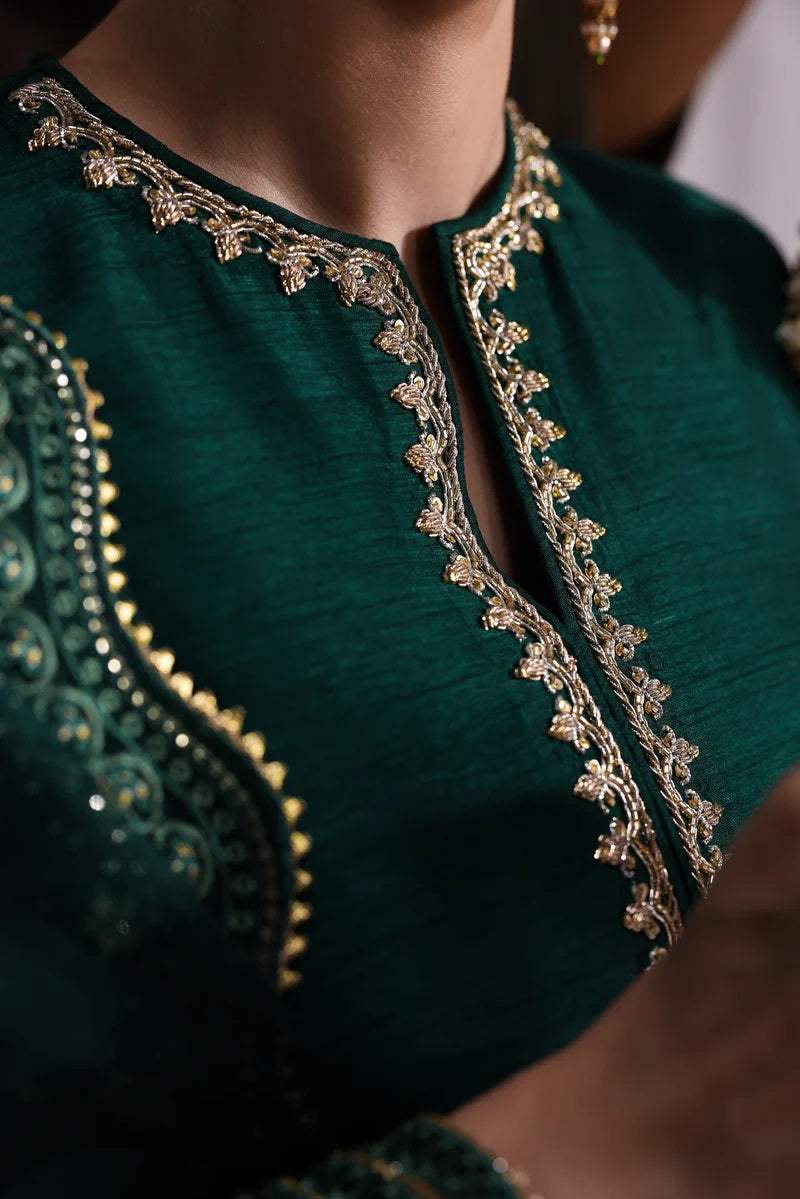 Zaib Luxury Raw Silk Embroidered 3 Pc Unstitched Suit