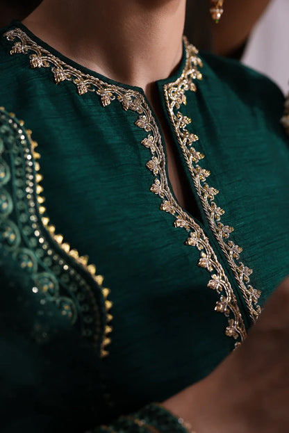 Zaib Luxury Raw Silk Embroidered 3 Pc Unstitched Suit