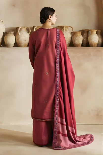 Zara Shah Jahan - 3PC Unstitched Dhanak Embroidered Shirt with Digital Printed Dupatta and Trouser