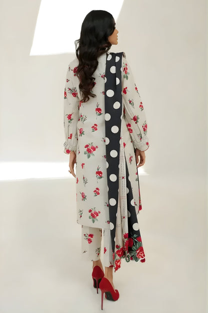 Baroque - 3PC Unstitched Digital Printed Karandi Shirt with Printed Karandi Dupatta and Trouser