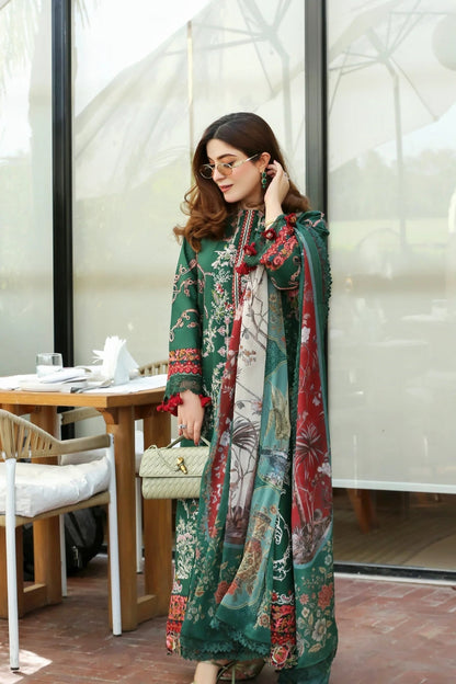 Asifa & Nabeel - 3PC Unstitched Lawn Embroidered Shirt with Digital Printed Dupatta and Trouser