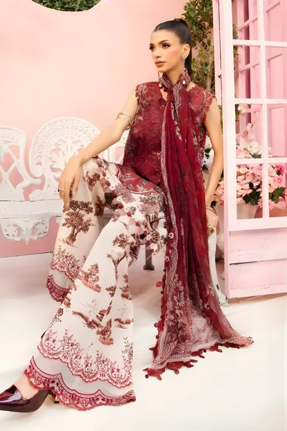 Maria B - 3PC All Over Printed Banadora Lawn Shirt with Printed Voil Dupatta (Unstitched)