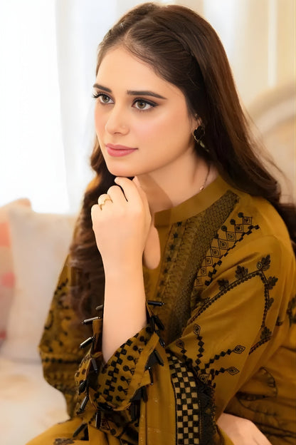 Libaas - 3PC Unstitched Dhanak Embroidered Shirt with Dhanak Embroidered Dupatta and Trouser