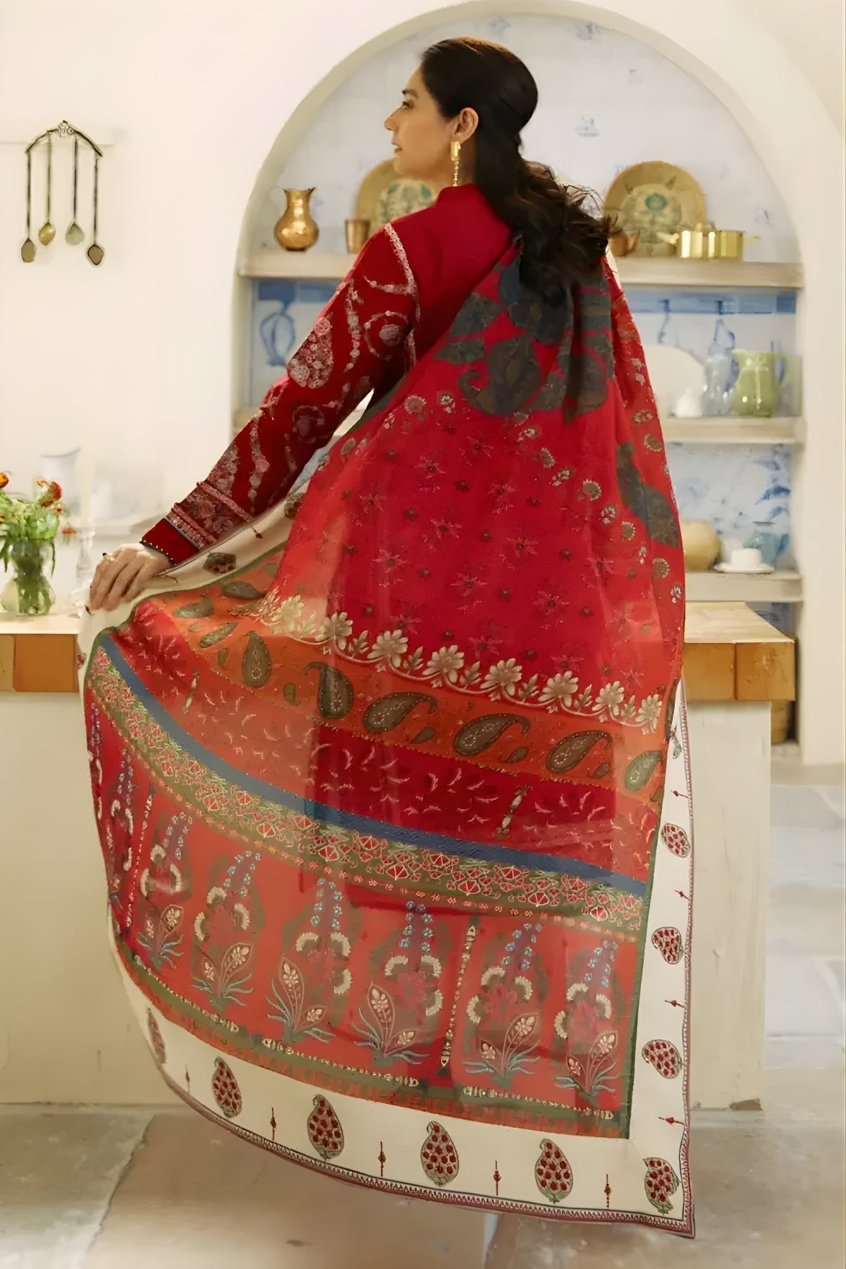 Zara Shah Jahan - 3PC Unstitched Dhanak Embroidered Shirt with Digital Printed Dupatta and Embroidered Trouser