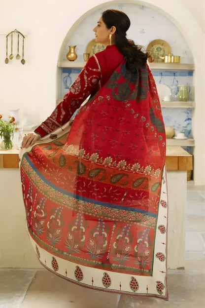 Zara Shah Jahan - 3PC Unstitched Dhanak Embroidered Shirt with Digital Printed Dupatta and Embroidered Trouser