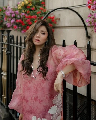 Poshkari Luxury Organza Embroidered 3Pc Unstitched Suit Maira Khan
