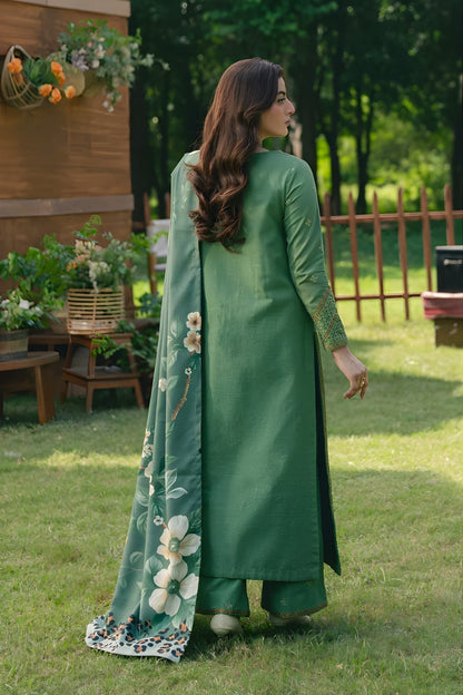 Maryam N Marya - 3PC Khaddar Embroidered Shirt with Digital Printed Dupatta and Embroidered Trouser