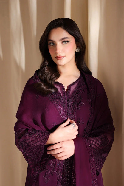 Azure Luxury Embroidered Chiffon Unstitched 3Pc Suit Garnelle