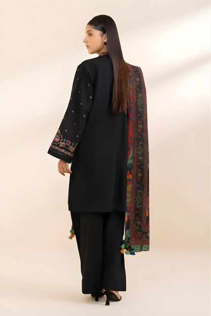 Sapphire - 3PC Unstitched Khaddar Embroidered Front with Digital Printed Dupatta and Trouser