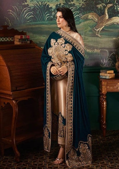Zainab Chottani Skin Formal Brocade Tissue MICRO VELVET SHAWL 3PC