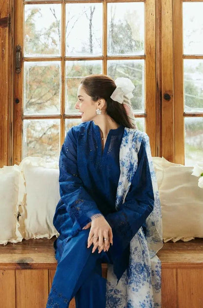 Zara Shah Jahan - 3PC Unstitched Lawn Embroidered Shirt with Printed Slub Net Dupatta