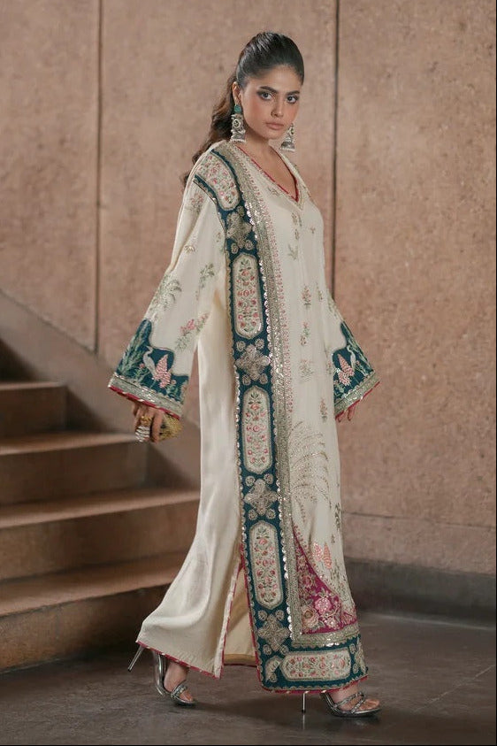 Ethnc Luxury Silk Embroidered 3Pc Unstitched Suit Nainpreet