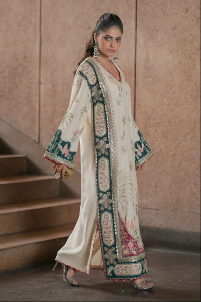 Ethnc Luxury Silk Embroidered 3Pc Unstitched Suit Nainpreet