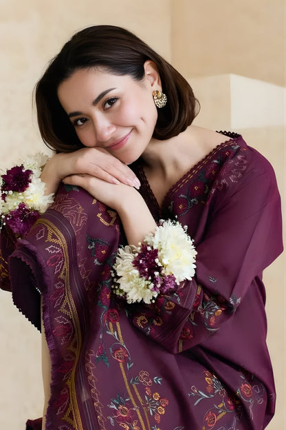 Mishkaa - 3PC Lawn Embroidered Shirt with Embroidered Chiffon Dupatta (Unstitched)