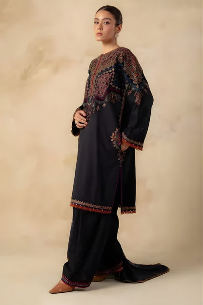 Zara Shah Jahan - 3PC Unstitched Dhanak Embroidered Shirt with Digital Printed Dupatta and Trouser