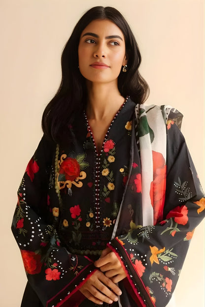 Coco by Zara Shah Jahan - 3PC Banadora Lawn Printed Shirt with Printed Voil Dupatta (Unstitched)