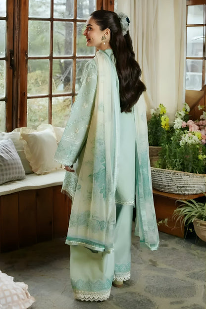 Zara Shah Jahan - 3PC Unstiched Lawn Embroidered Shirt with Printed Slub Net Dupatta
