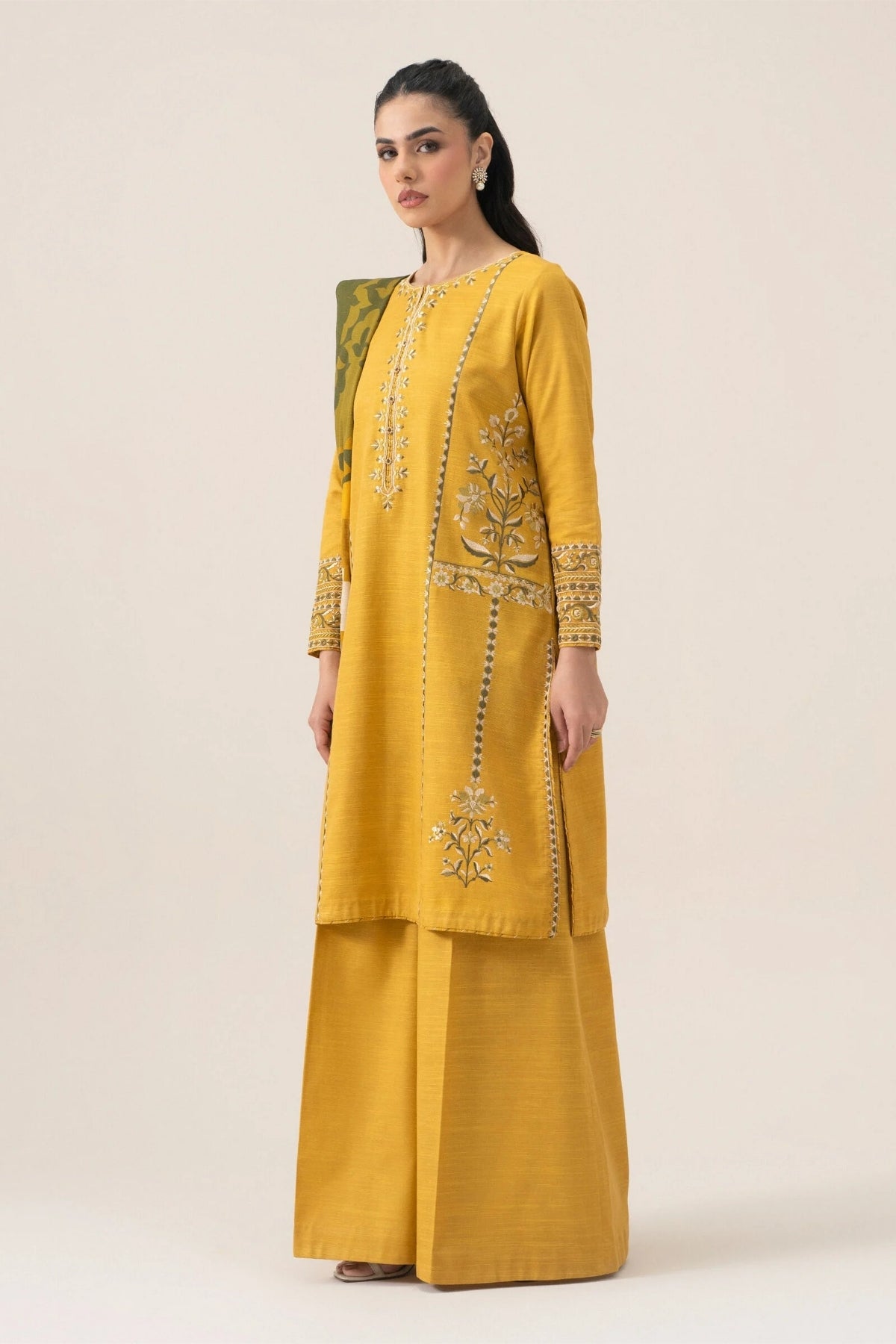 Sapphire - 3PC Unstitched Khaddar Embroidered Shirt with Digital Printed Dupatta and Trouser