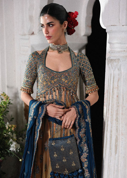 Hussain Rehar Luxury Net Embroidered 3 Pc Unstitched Suit - Man Jogi