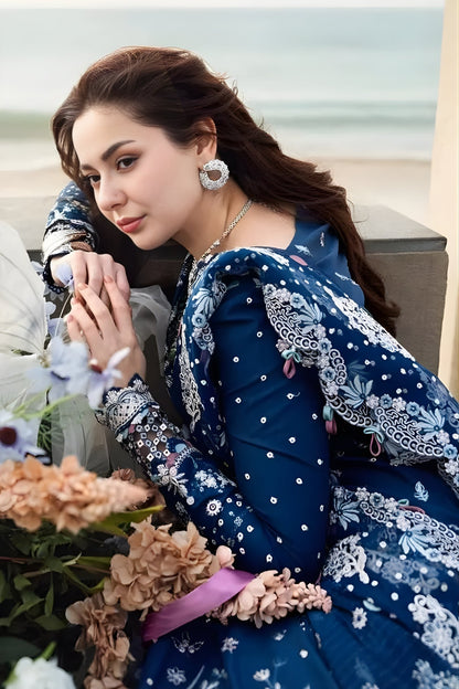 Qalamkar 3PC Lawn Embroidered Shirt with Embroidered Chiffon Dupatta (Unstitched)