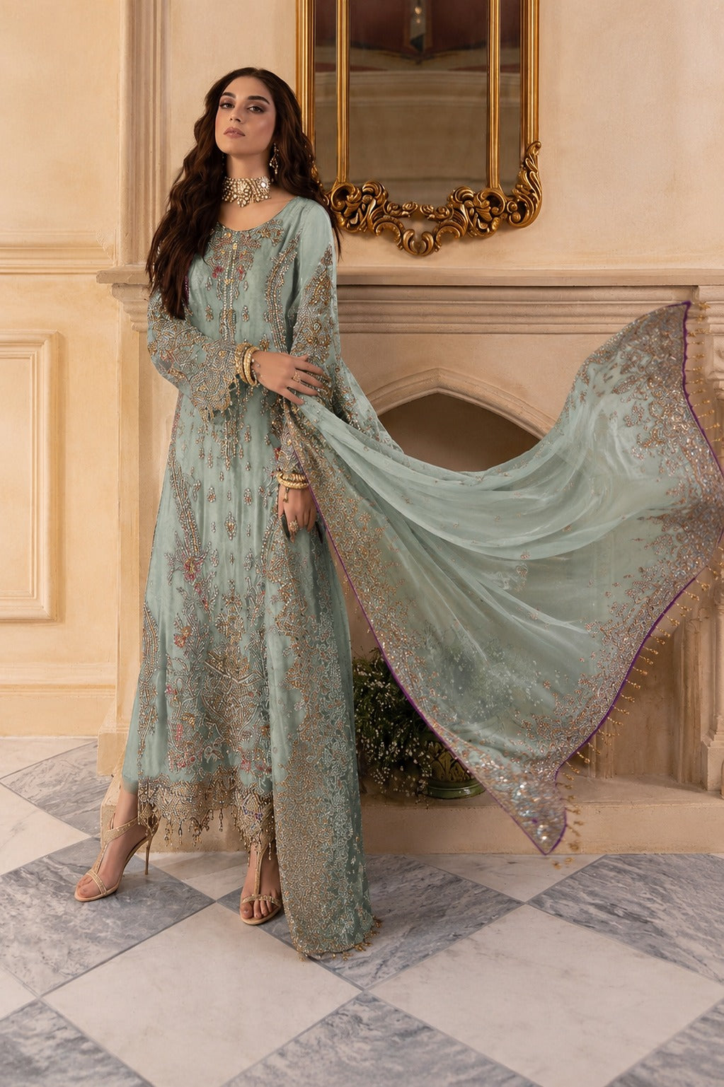 Charizma Embroidered Luxury Chiffon Unstitched 3Pc Suit