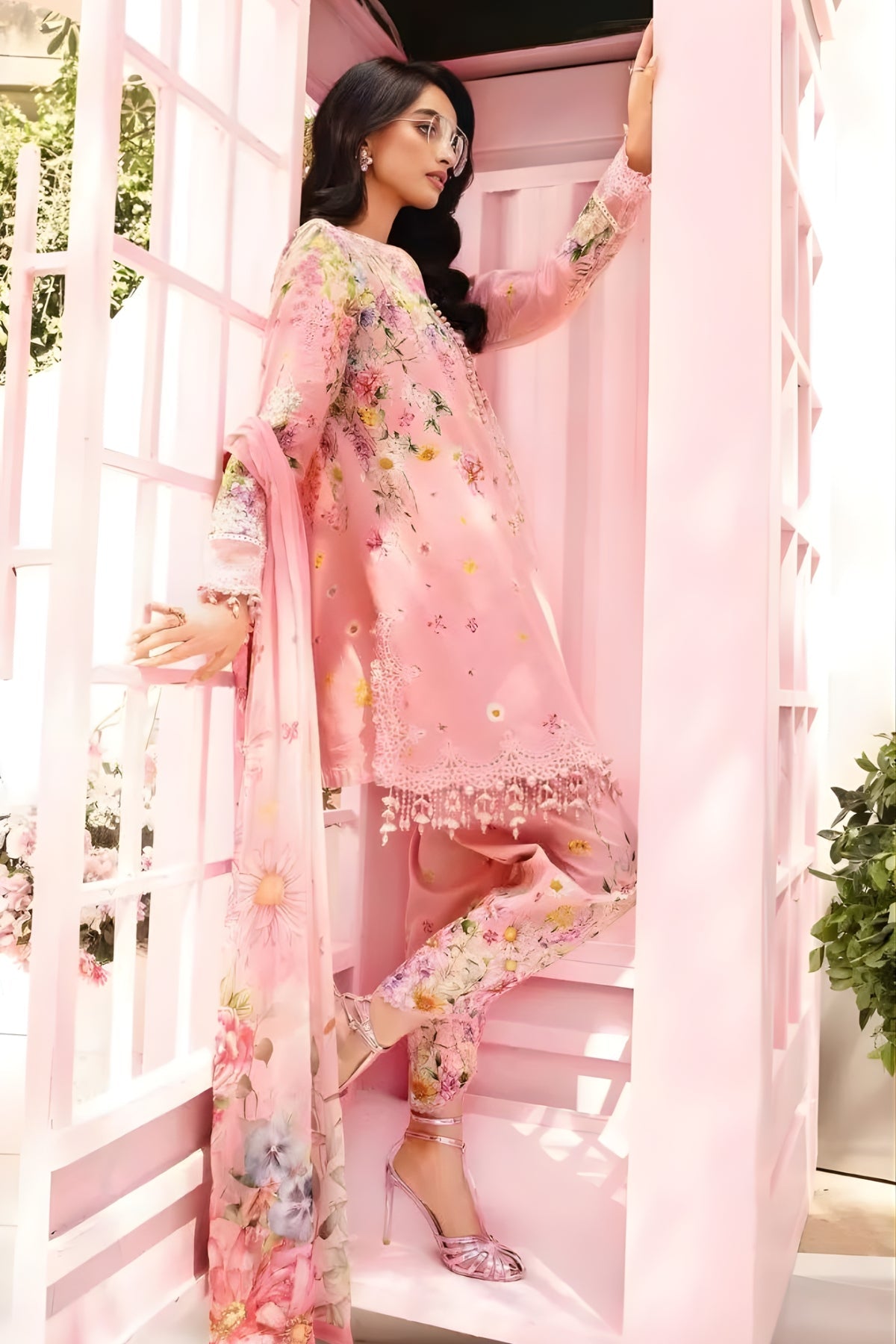 Maria B - 3PC All Over Printed Banadora Lawn Shirt with Printed Voil Dupatta (Unstitched)