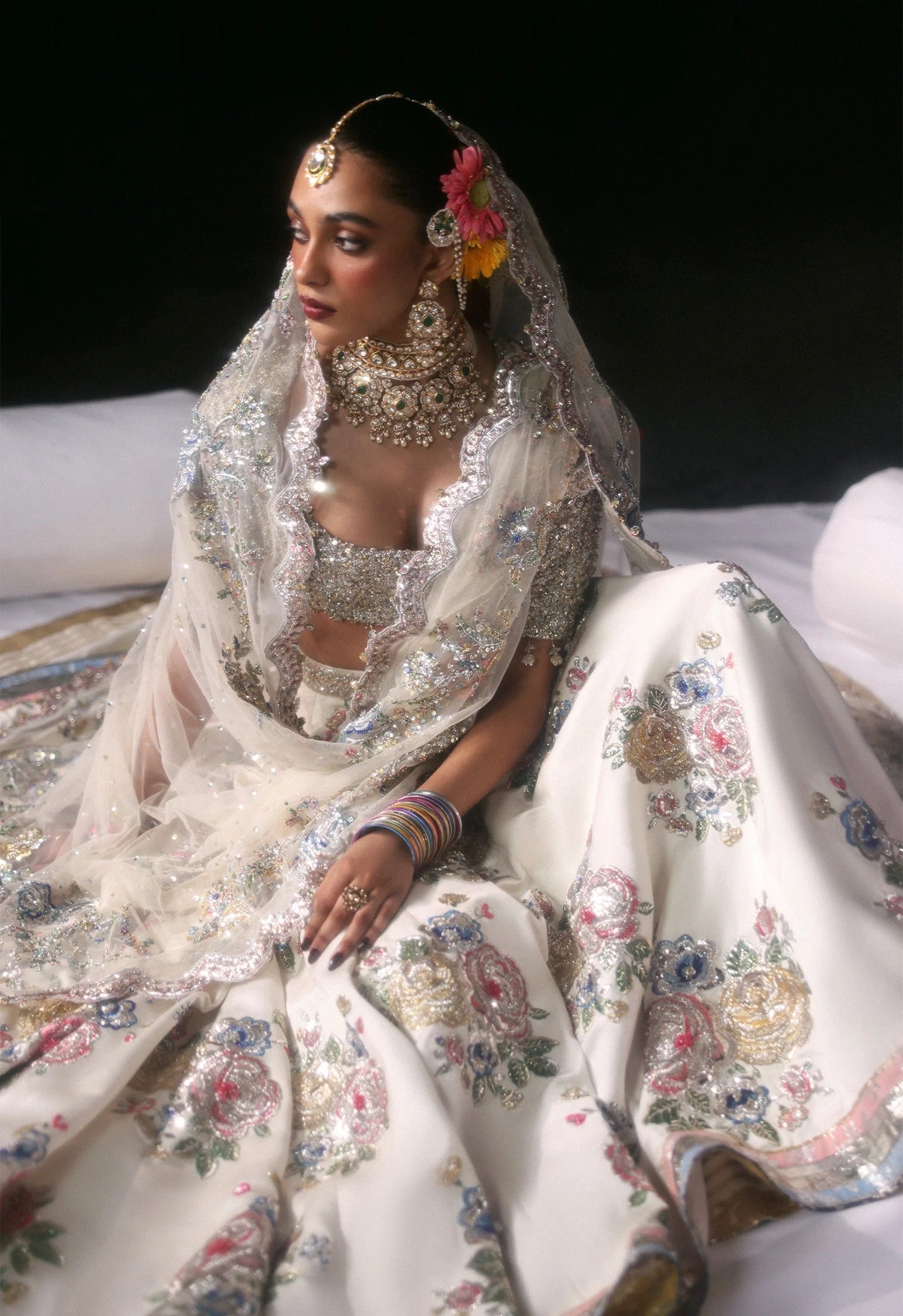 Hussain Rehar Luxury Raw Silk Embroidered 3Pc Unstitched Suit Raks