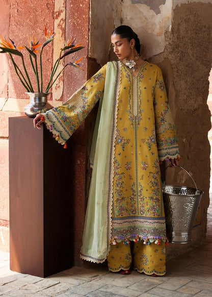 Hussain Rehar Luxury Lawn Embroidered 3Pc Unstitched Suit Sari